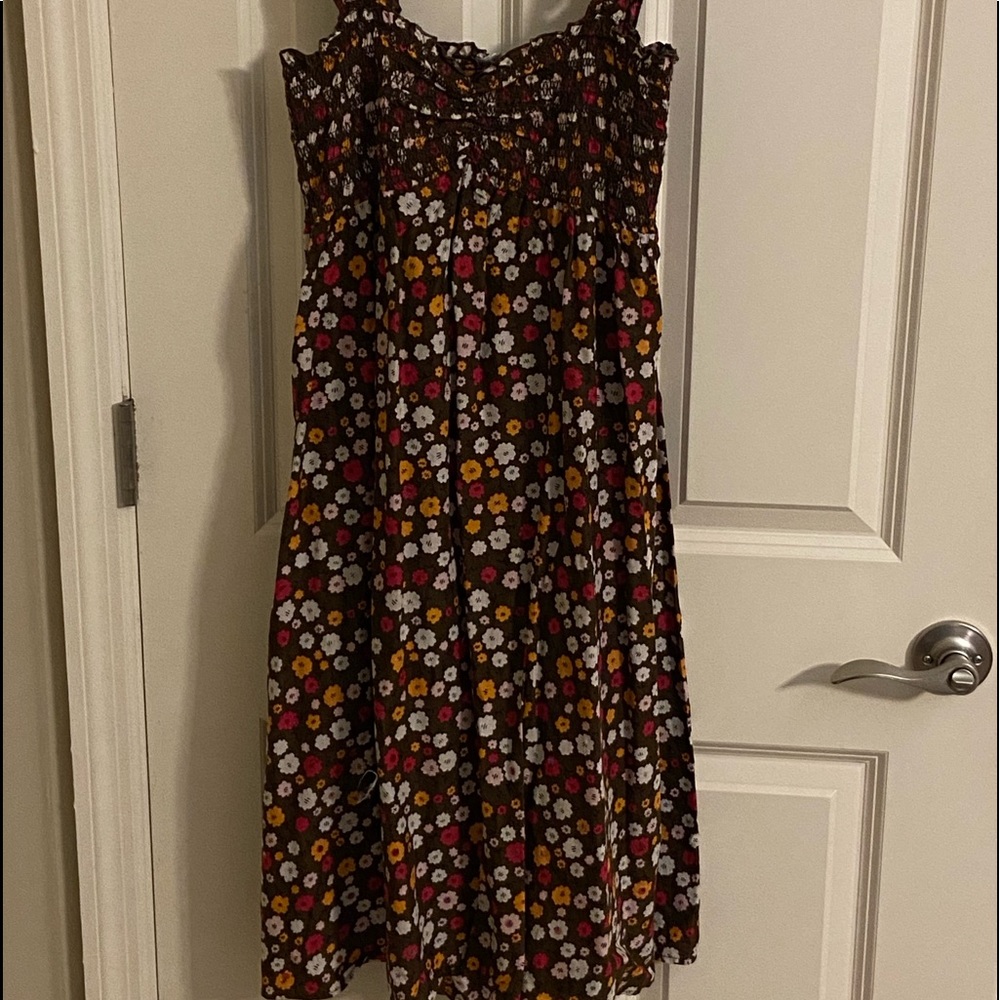Brown Floral Cotton Dress